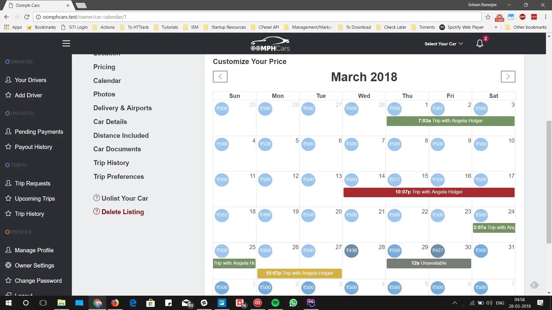 Oomph Cars: Peer-to-Peer Car Rental Marketplace